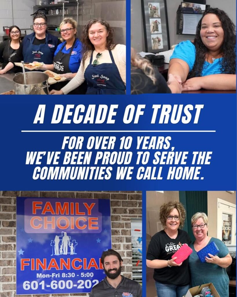 Collage of employee photos and the text "A Decade of Trust - for over 10 years, we've been proud to serve the communities we call home.